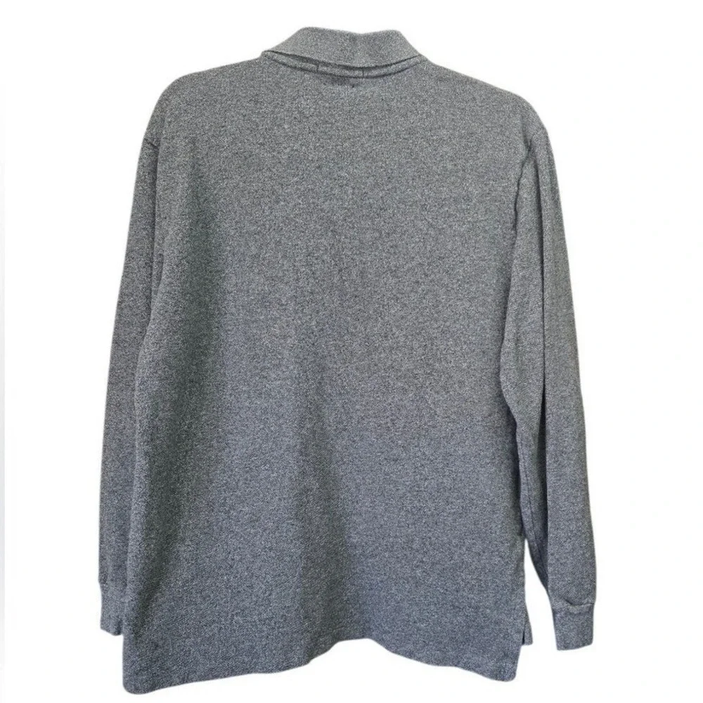 Polo Ralph Lauren Custom Fit L‎ Gray Long Sleeve polo Shirt Heathered Preppy